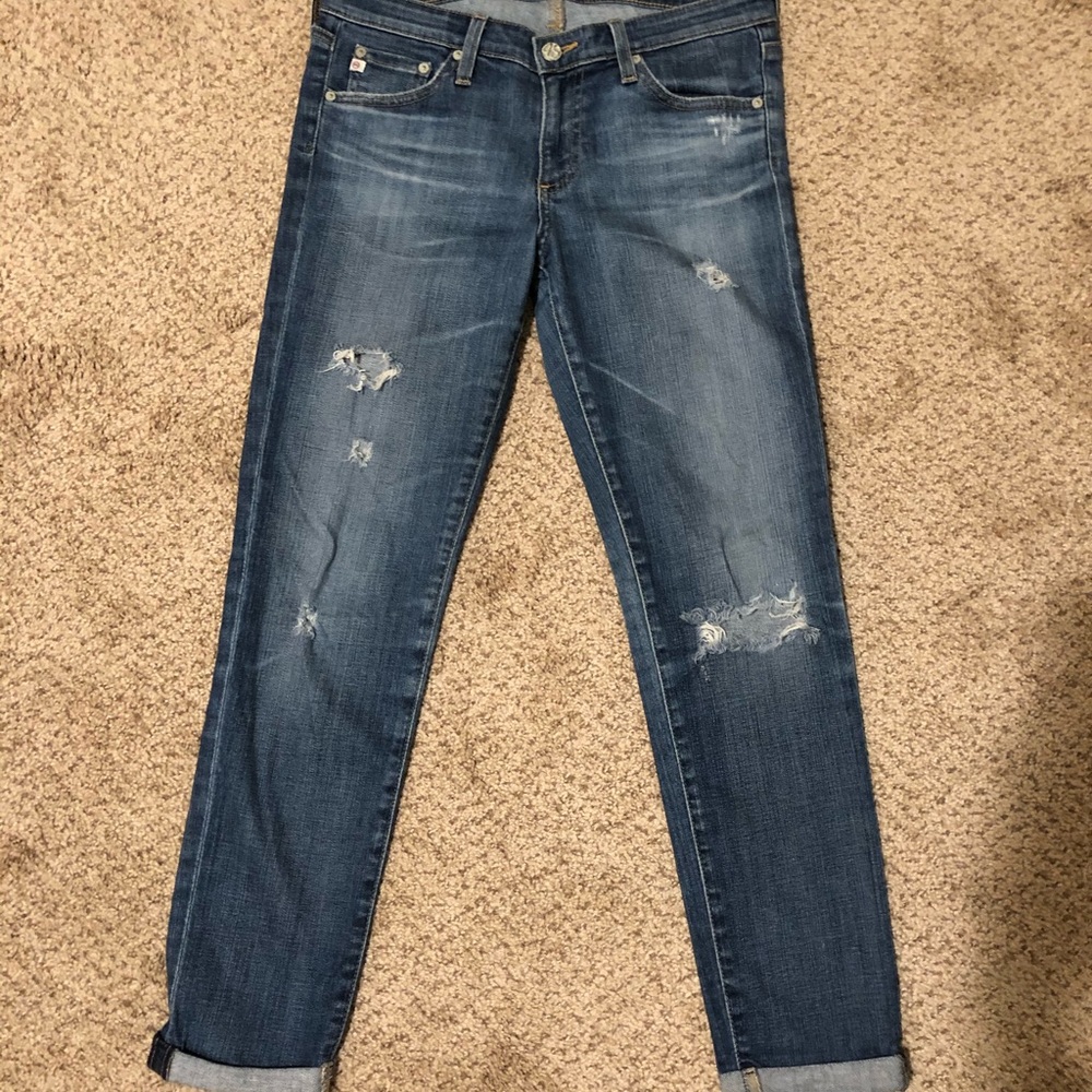 AG stilt roll up distressed denim size 27